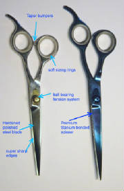 photo of B-sharp scissor features, ball bearing, bumpers etc